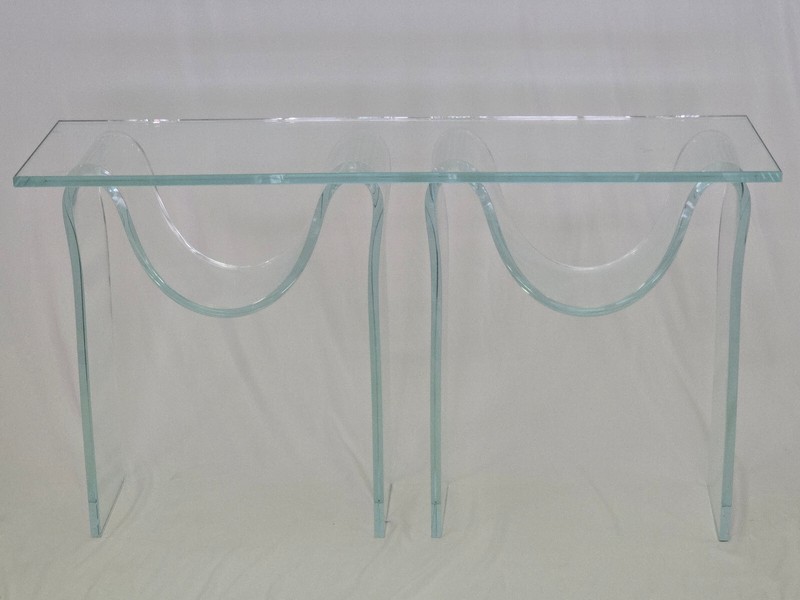 VINTAGE 80’s LAUREL FYFE FREEFORM SCULPTURAL GLASS CONSOLE TABLE