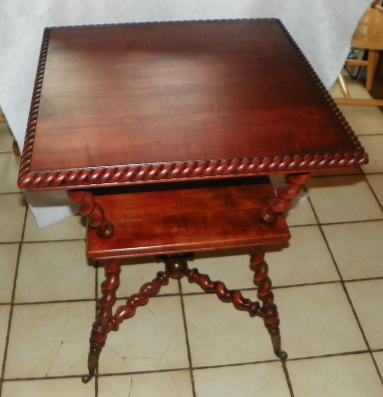 Cherry Barley Twist Center Table / Parlor Table with Brass Feet (RP) (PRT27)
