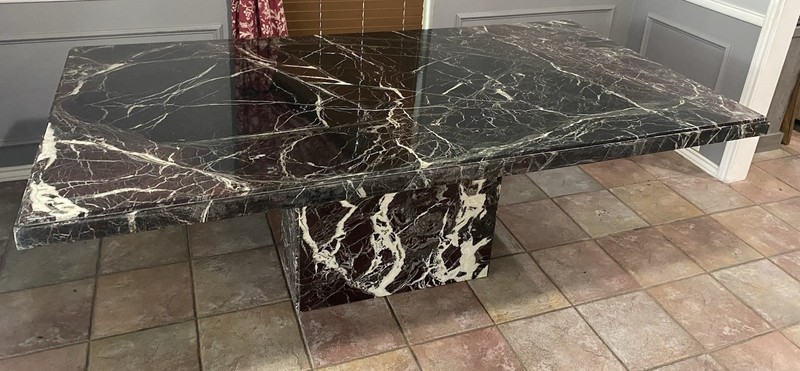 1970’s ITALIAN TRAVERTINE LIMESTONE POLISHED MARBLE DINING TABLE