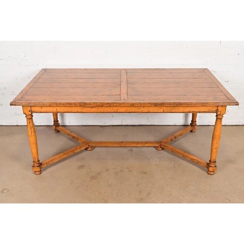 Guy Chaddock English Country Rustic Oak Harvest Farm Extension Dining Table gallery