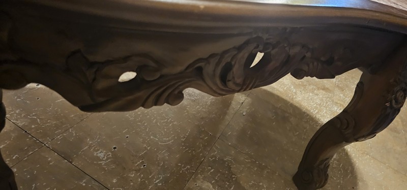 Antique Victorian French 40" W Kidney Rose Marble Inset Top Coffee Table -SHIPS! gallery