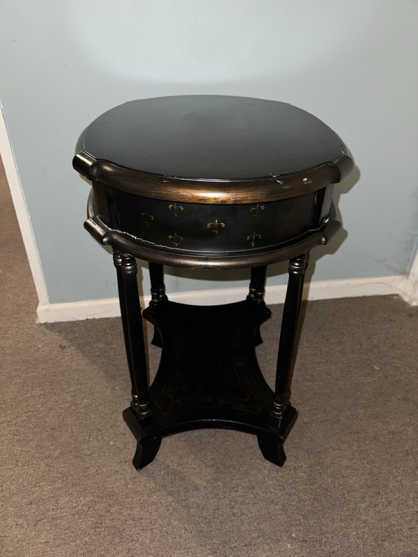 Neoclassical Hollywood Regency Black Demi-Lune Console Table gallery