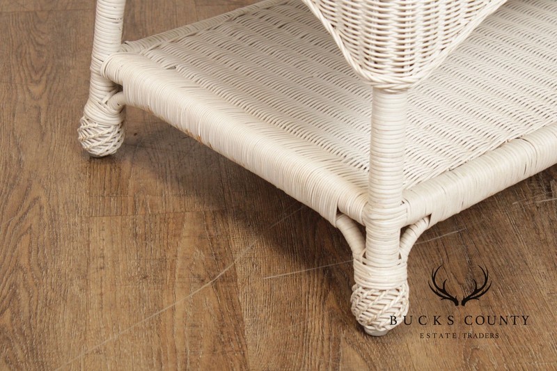 White Wicker Glass Top Coffee Table gallery