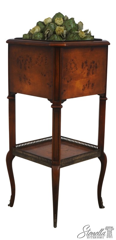 L72649: THEODORE ALEXANDER Burl Mahogany 2 Tier Plant Stand