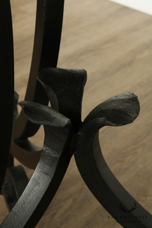 Hand Forged Iron Base 42" Pub Table Square Travertine Top gallery