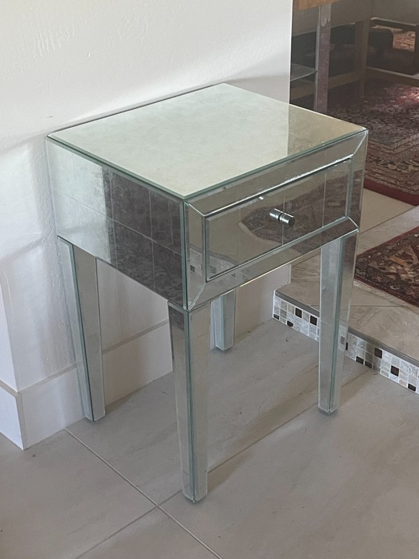 Hollywood Regency Style Restoration Hardware Mirrored Side Table