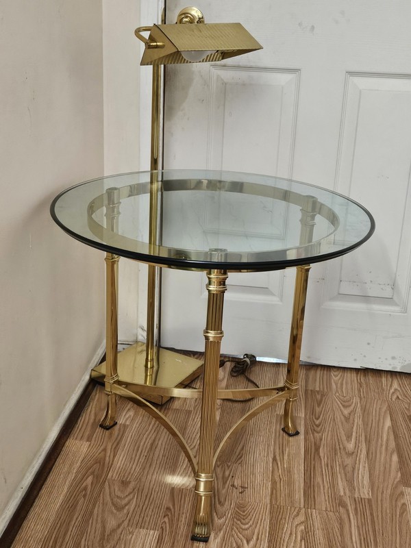 🔥 Tommaso Barbi Postmodern Italian Brass Coffee/Lamp Table Lamp Not Included