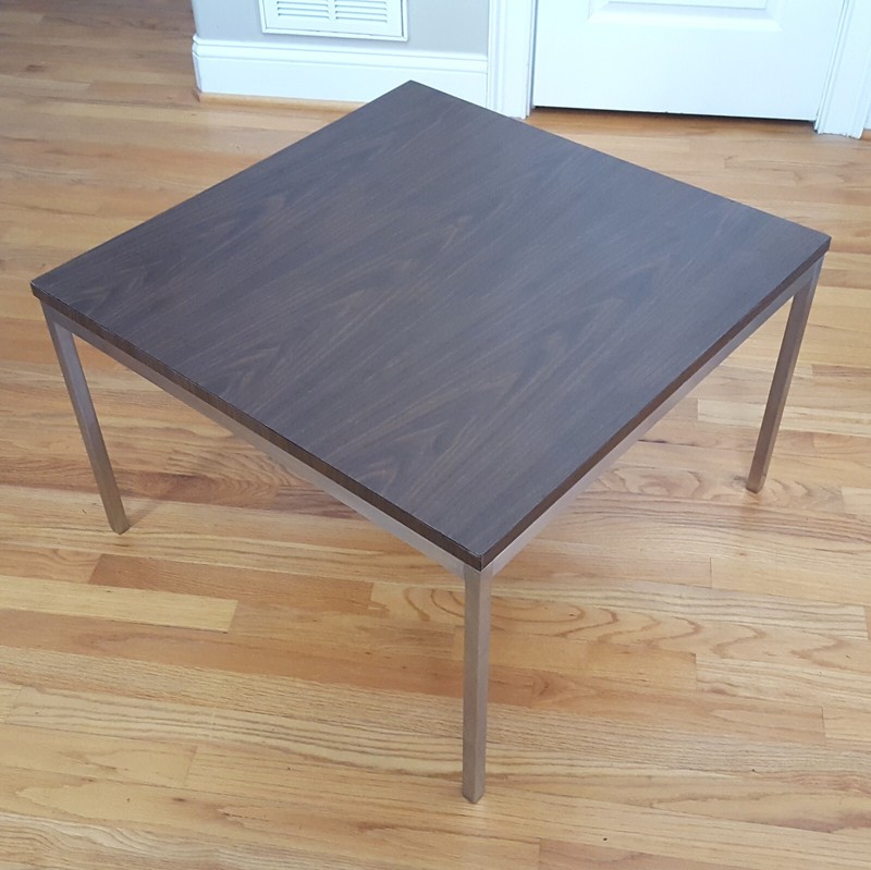 Vintage MCM Florence Knoll Square Table Silver/Brown 1950s/60s Elegant & Sleek! gallery