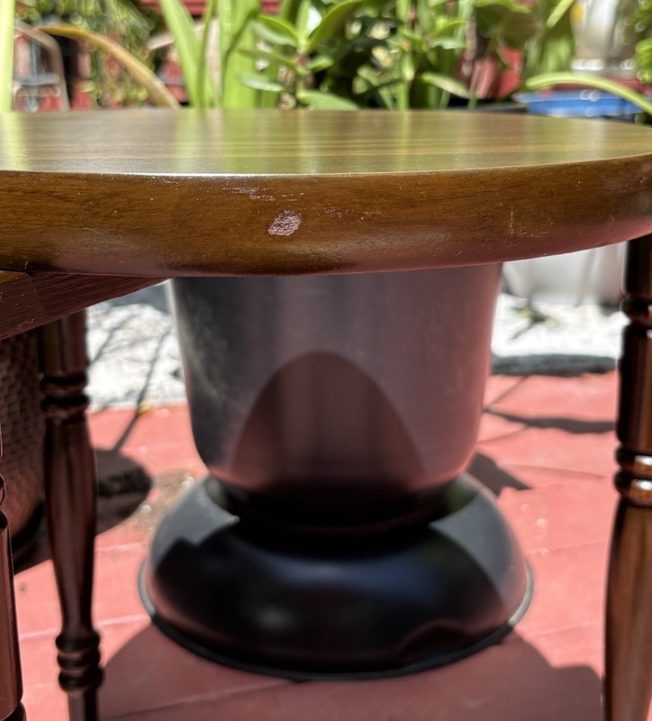 Vintage Mid Century Round Side End Table Laminate Formica Top 3 Leg Plant Stand gallery