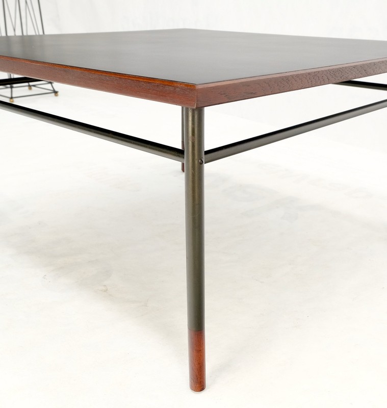 Danish Mid-Century Modern Square Black Laminate and Teak Top Coffee Table MINT! gallery
