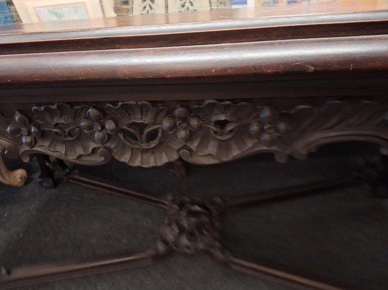 Antique Hand Carved Marble Top Library / Center Table gallery