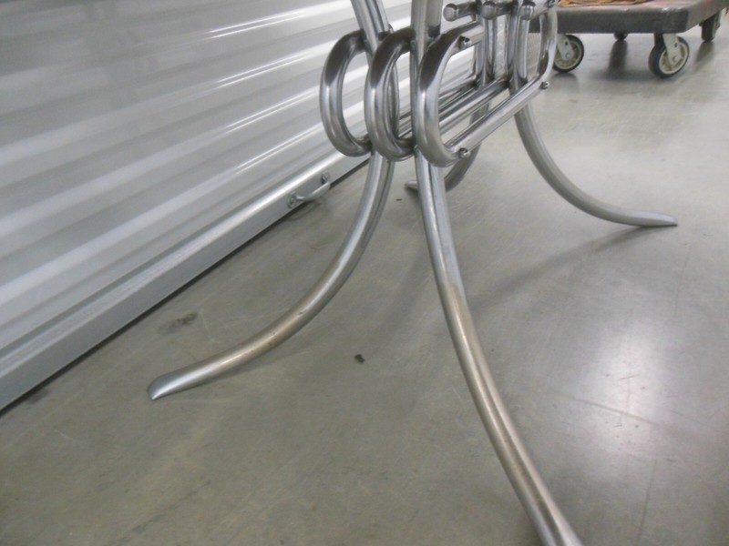 Vintage Chrome Formica Kitchen Dining Table Silver Grey Cracked Ice 50's MCM Mid gallery