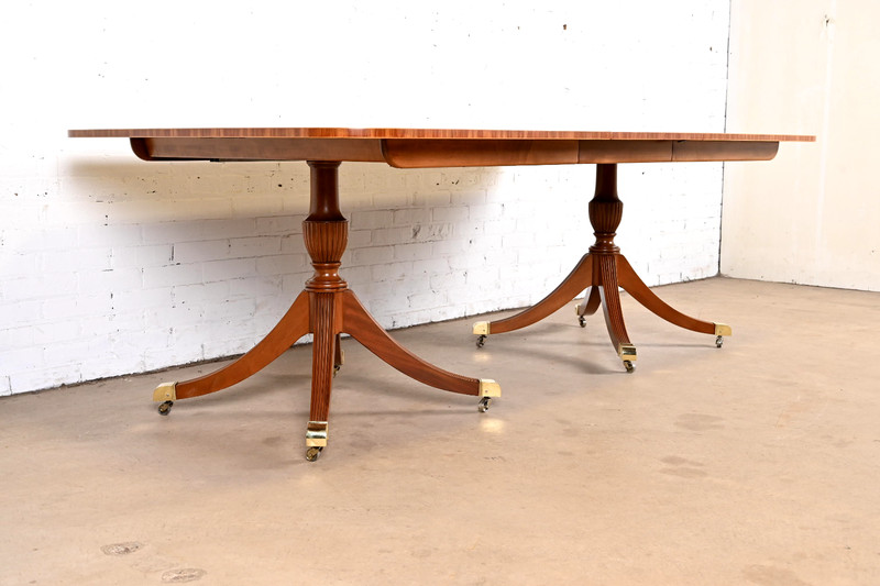 Baker Furniture Double Pedestal Extension Dining Table, Newly Refinished gallery