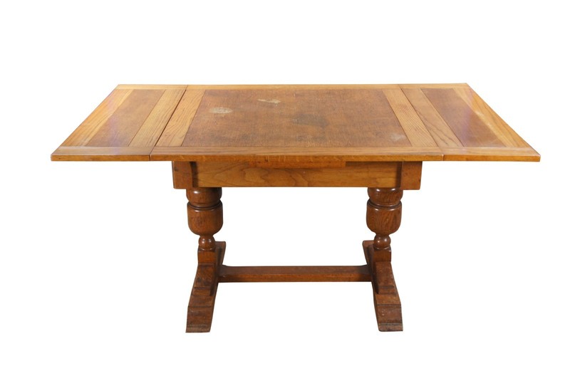 Antique Jacob Summer & Sons Elizabethan Jacobean English Oak Draw Leaf Table gallery