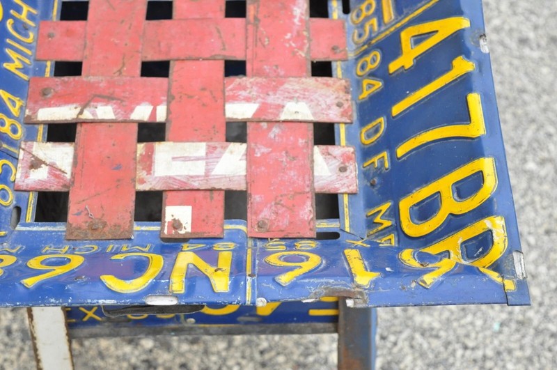 Vintage Metal License Plate Accent Side End Table Mexican Car Plates gallery