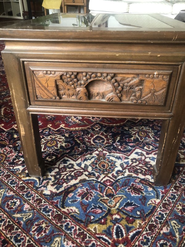 Pair Of Antique Side Tables. Fine Hand Carved. 18” W. 18”. H. 22”D.