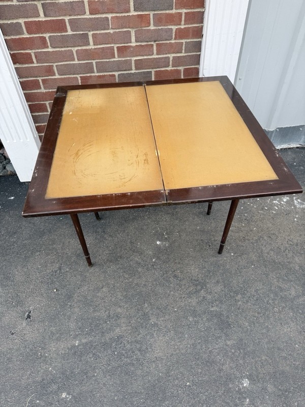 Vintage MCM Flip Top Game Table Mahogany Finish Folding Card Table Restoration gallery