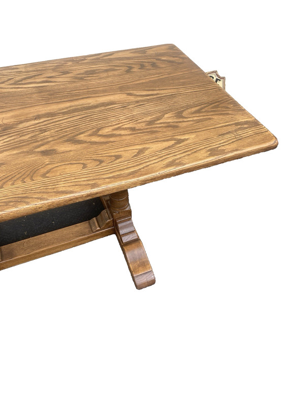 66523 Solid Oak Double Pedestal Trestle Dining Table gallery