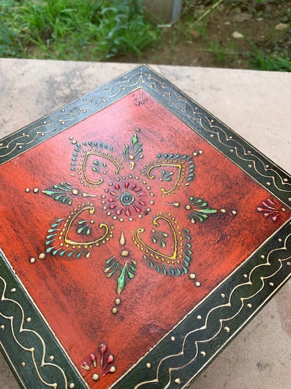 Indian Hand Carved Chowki Antique Design Table Decorative Handmade Low Table gallery