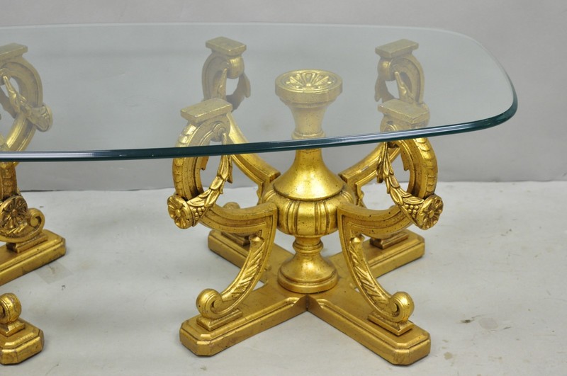 Vintage Italian Hollywood Regency Gold Gilt Metal Double Pedestal Coffee Table gallery
