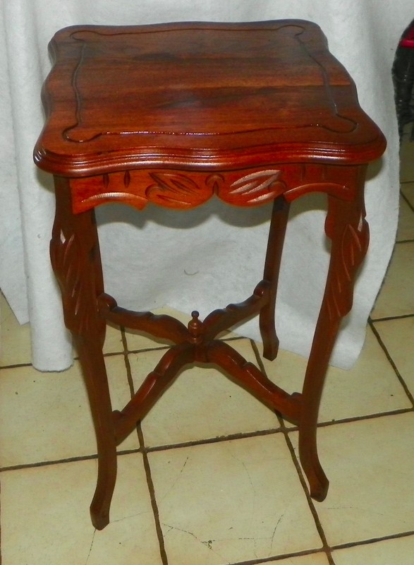 Solid Walnut Carved End Table / Side Table (ET314) gallery