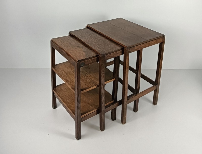 Art Deco antique Nesting stacking side tables design very rare with boards set o gallery