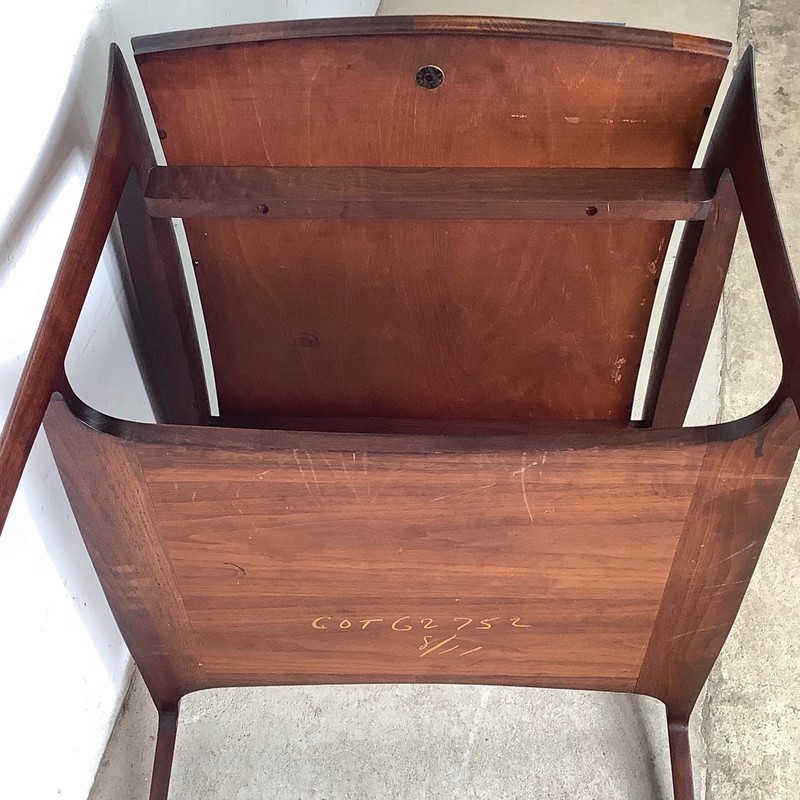 John Stuart Inc Walnut Two-Tier End Table Enamel Inlay Splayed Legs MCM gallery