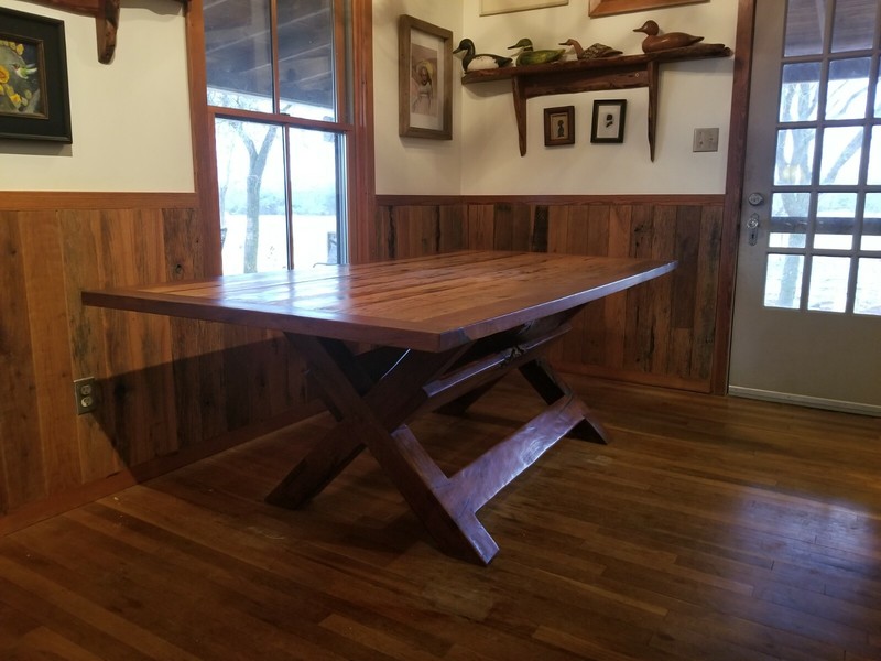 Custom Made Cross Buck Mesquite and Oak Dining Table Excellent Condition gallery