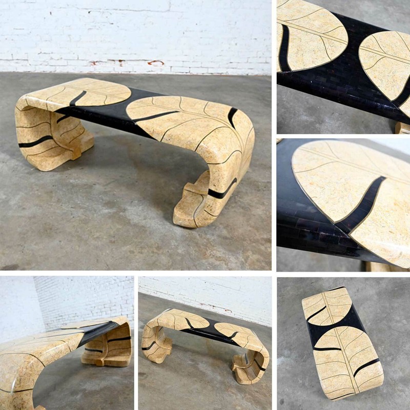 Art Deco Revival Tessellated Marble Console Table & Mirror Style Maitland Smith gallery