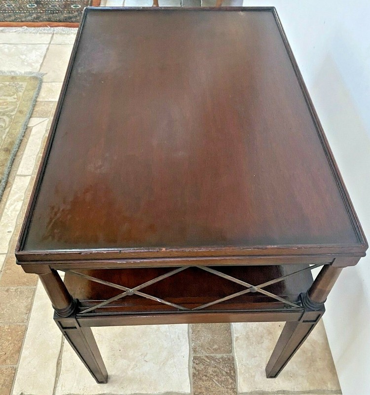 Vintage Hekman Table bottom shelf two tier Mahogany high quality gallery