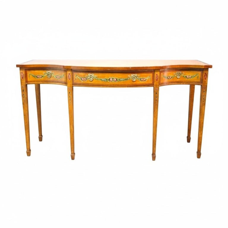 Wellington Hall Reproduction Adams Decorated Satinwood & Mahogany Table c1930 gallery