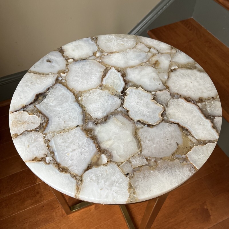 Kravet Salida Round End Table With Natural White Agate Tabletop gallery