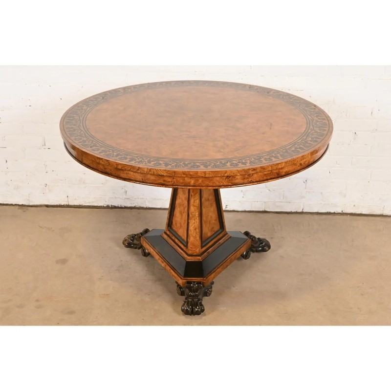 Baker Furniture Stately Homes Collection Burl Wood Regency Center Table