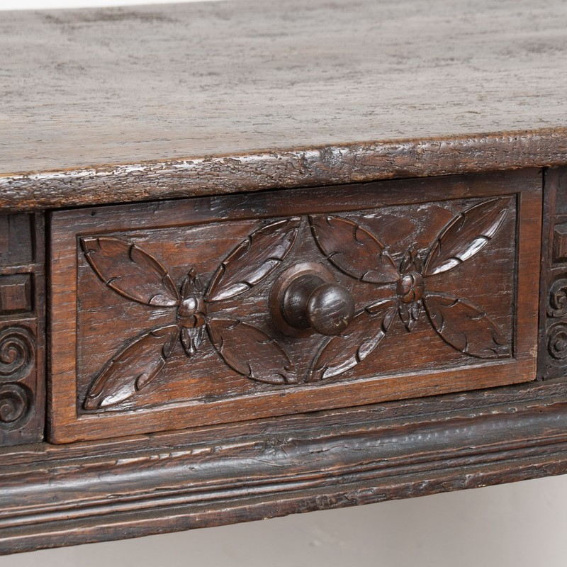 Late 18th Century Spanish Oak Three Drawer Console Table gallery