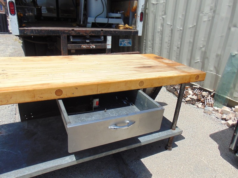 Vtg Industrial Chef Butcher Block Island Stainless WorkStation Table 72x30 gallery