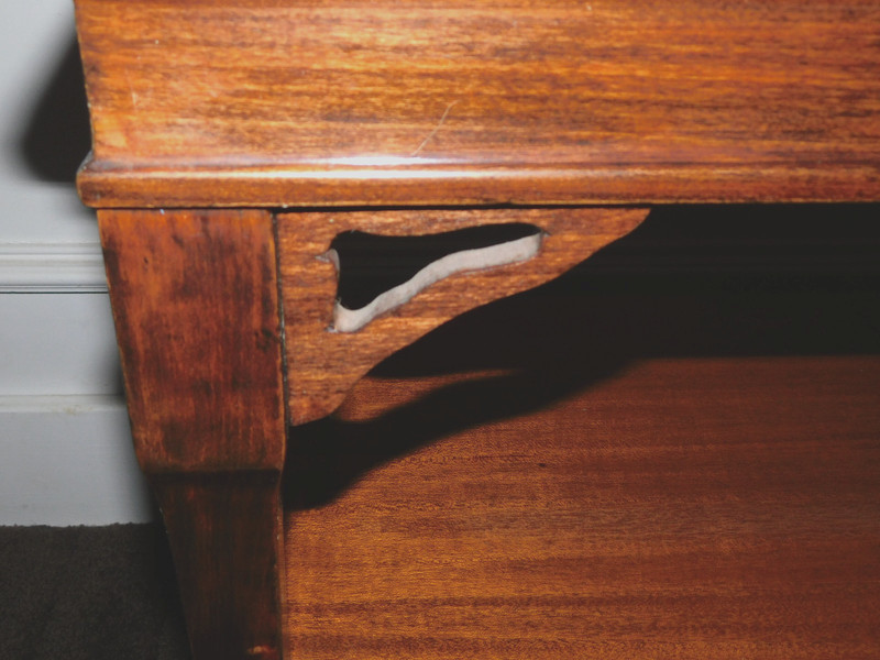 Vintage MCM Wood End Side Hall Magazine Bamboo Accent 2 TIER Table Stand Regency gallery