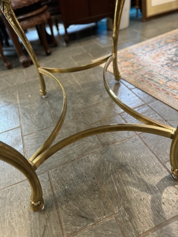 Heavy Pick Up Only, KARGES Neoclassical Brass Base Cocktail Occasional Table gallery