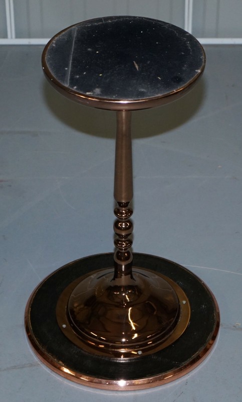 BRONZE PLATED VINTAGE SIDE TABLE MADE ON SOLID OAK BASE PART OF LARGE SUITE gallery