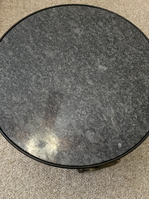Victorian Style Round Side Table Stone Top Brass Fish Legs Carved Metal gallery