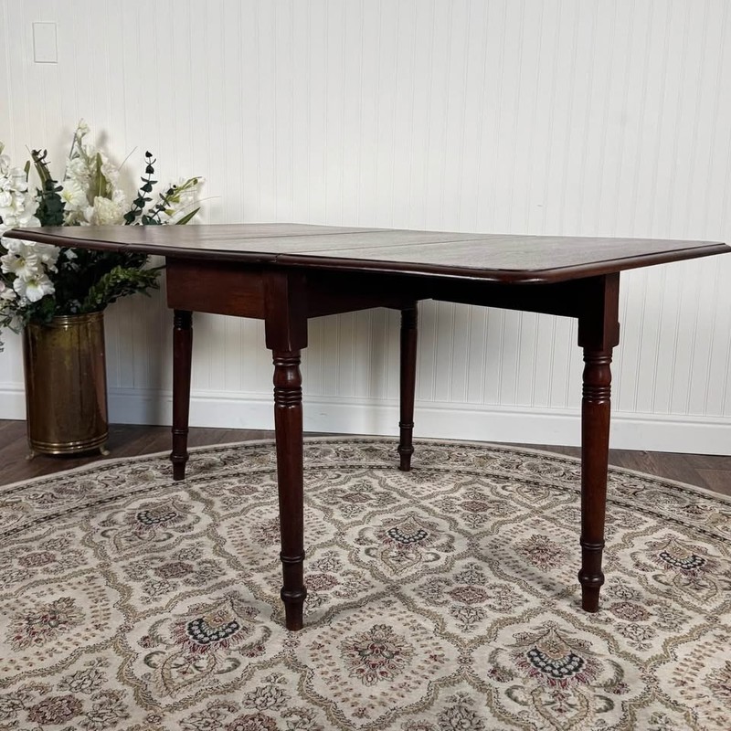 Antique Mahogany Drop-Leaf Table / Compact Dining, Writing, or Console Table gallery