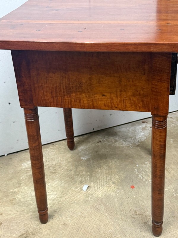 antique bench made tiger maple & walnut work table night stand end 1800s drawer gallery