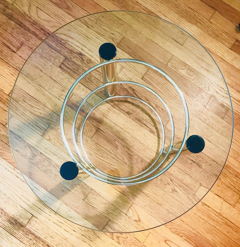 Vintage Coffee End Table 80s Gold Forged Brass MCM 3-D Design Hollywood Regency gallery