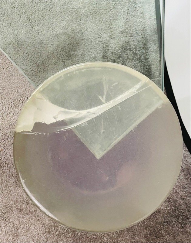 Triangle Lucite and Glass Coffee Table In the Manner of Karl Springer gallery