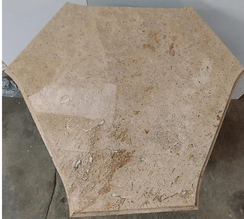vintage Mid Century Modern silvered iron and marble end table with claw feet gallery