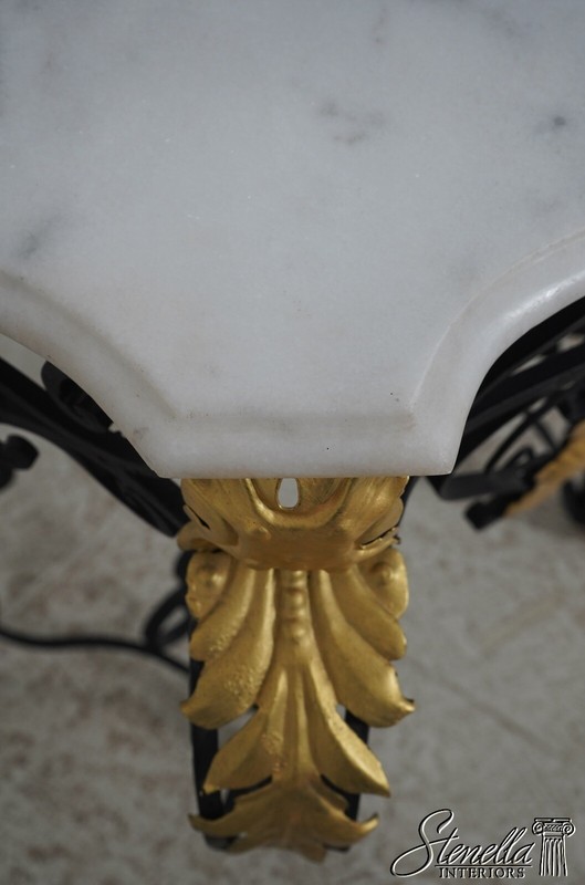67540: Wrought Iron Marble Top Console Foyer Table gallery