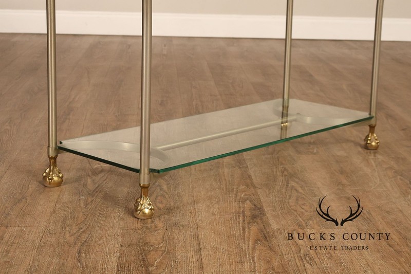 Directoire Style Italian Brass Steel And Glass Two Tier Console Table gallery
