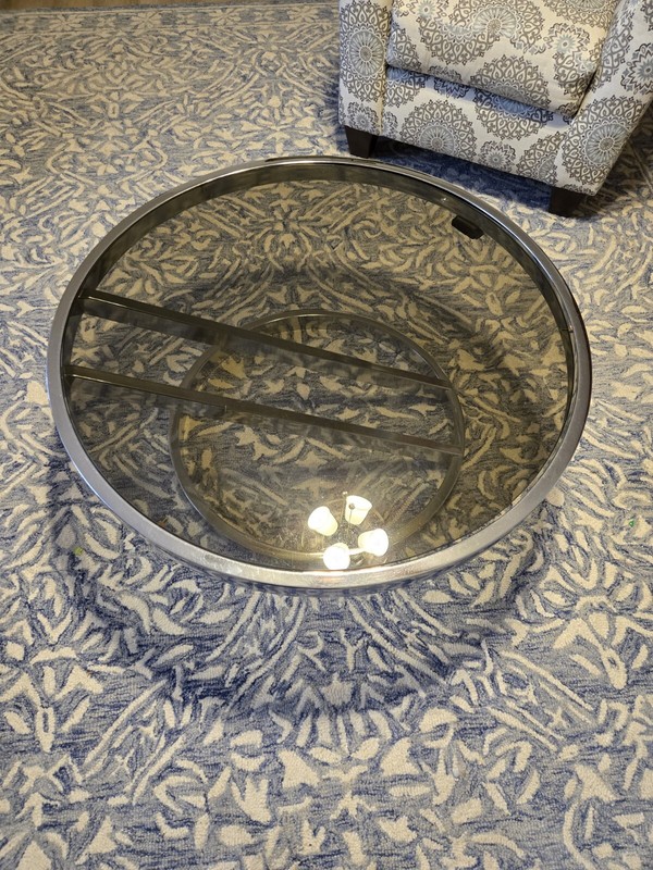 Milo Baughman Zig Zag Coffee table Mid Century Modern Original smoked glass gallery