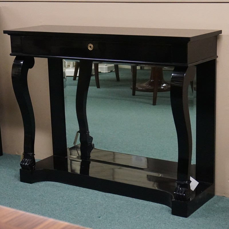 Empire style Mahogany wood Traditional Wall Console Black with Mirror back