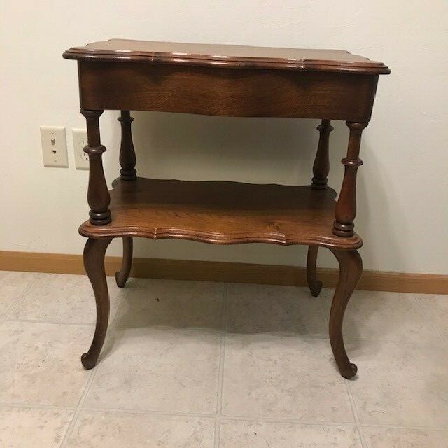 Antique Mahogany Flip-Top Game Table Two Tier with Louis XV Turned Legs gallery