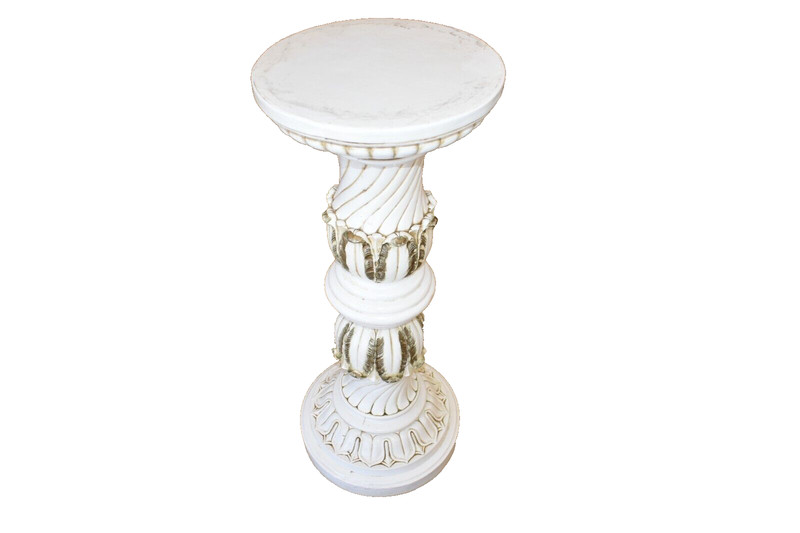 Vintage White Faux Marble Pedestal Plant Stand gallery